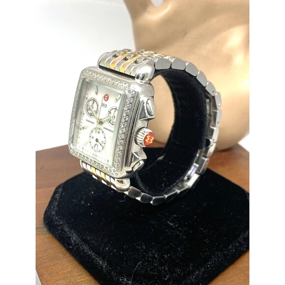 Michele Women's Watch 71-6000 Mother of Pearl Dial Diamond Swiss Quartz Two Tone - Picture 2 of 14